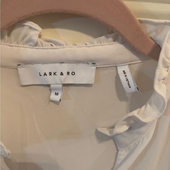 Anthropologie Lark & Ro White Blouse with Ruffle Detail - Picture 5 of 5